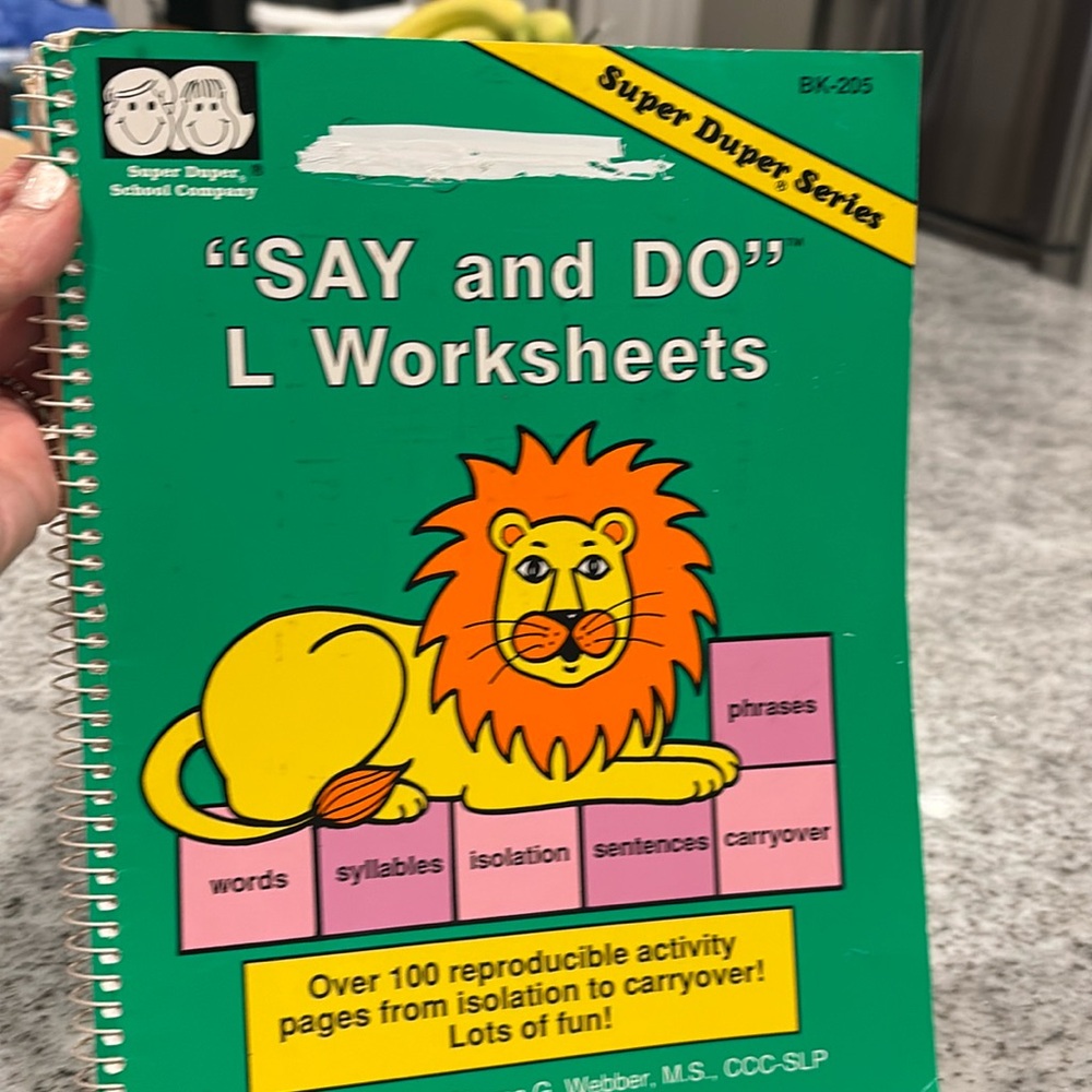 Super Duper School Company “Say and Do L
Worksheets”